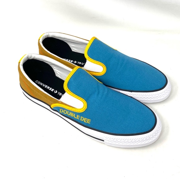 Converse Ctas Slip On Low Brown Blue Canvas Men’s Sneakers Custom 171852C-BLBRY - Picture 5 of 9